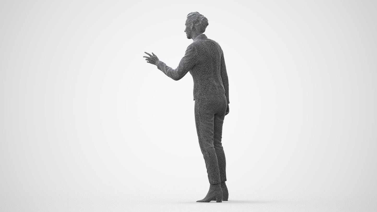 3D human model woman business, photogrammetry scanned person for archviz, square thumbnail