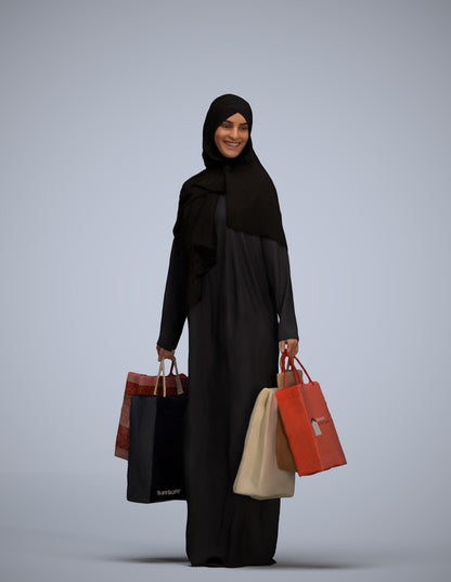 realistic 3D people woman casual shopping, render-ready for V-Ray and Corona, FBX OBJ