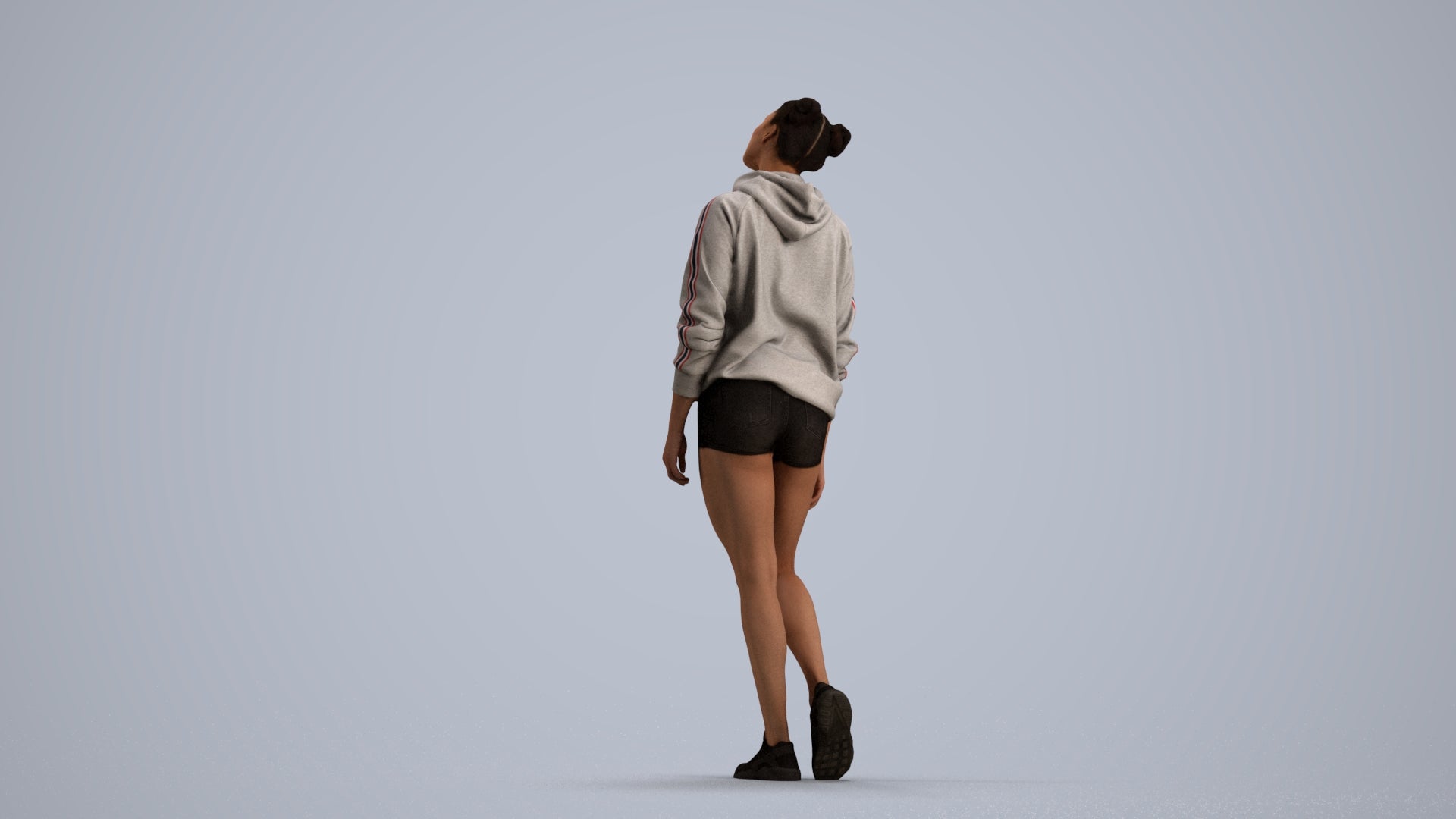 realistic 3D people woman casual walking, render-ready for V-Ray and Corona, FBX OBJ, front view render