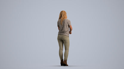 realistic 3D woman casual standing, scanned archviz people for Blender and 3ds Max, front view render