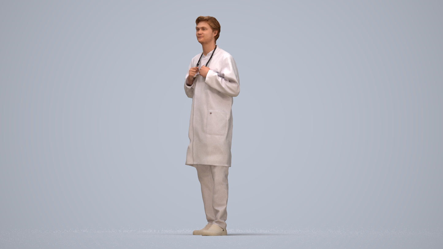 realistic 3D people man medical, render-ready for V-Ray and Corona, FBX OBJ, top-down view render