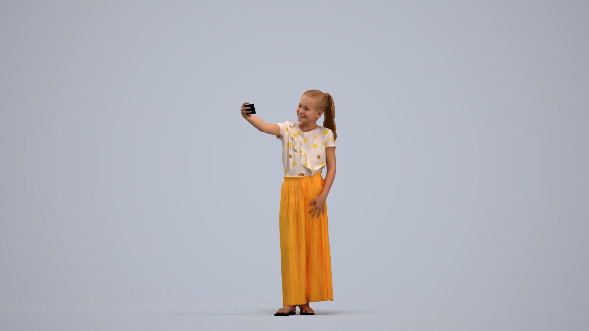 photogrammetry 3D girl casual kids, realistic human model archviz FBX, standing pose render
