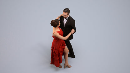 3D human model woman formal dancing, photogrammetry scanned person for archviz, back view render