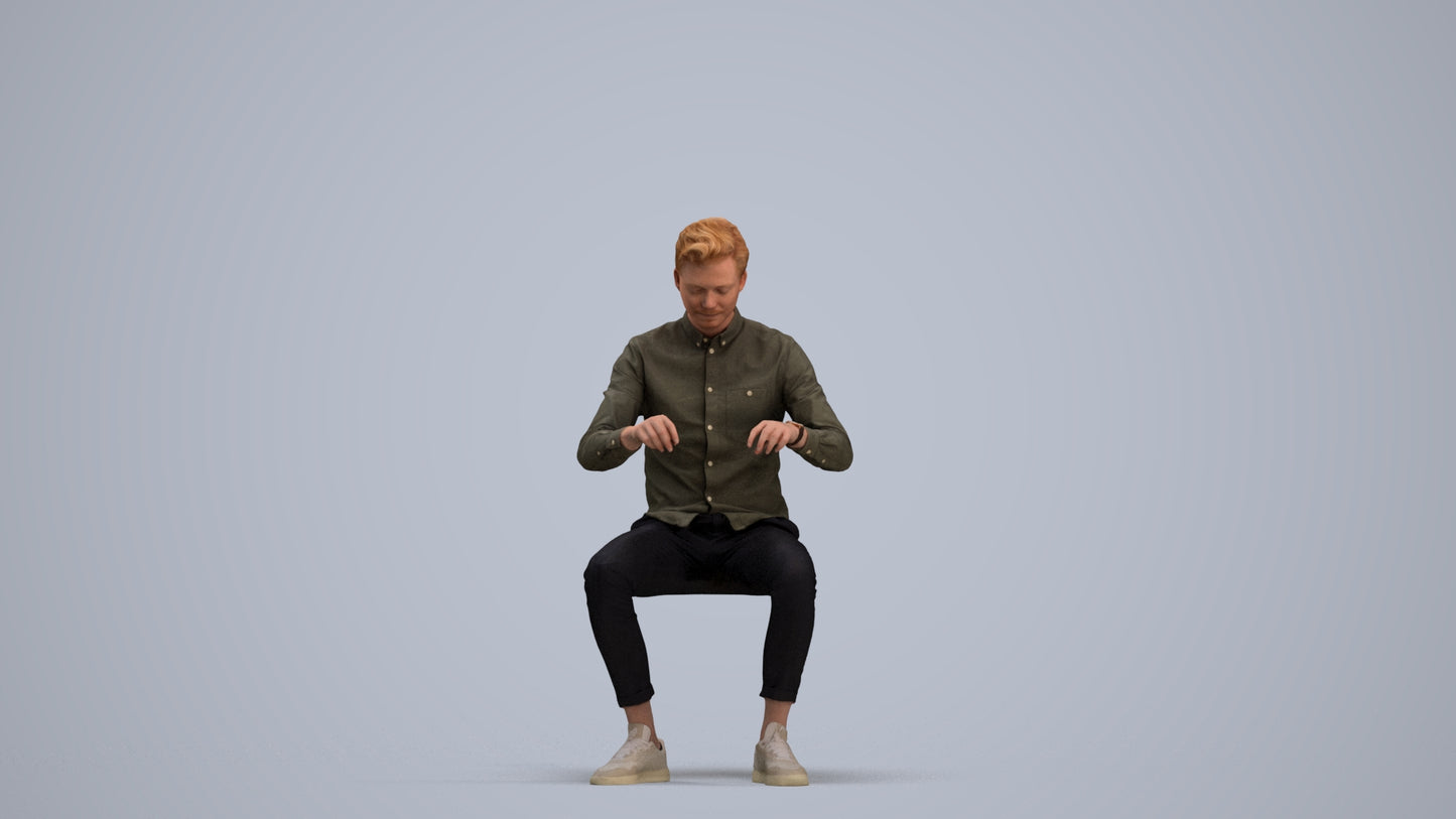 realistic 3D human man casual business, archviz people FBX OBJ for Blender, standing pose render