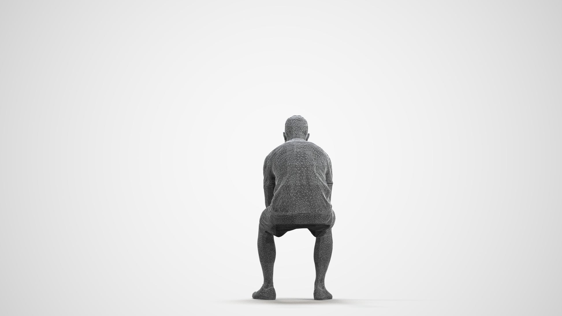 realistic 3D human man casual sitting, archviz people FBX OBJ for Blender, wireframe front view
