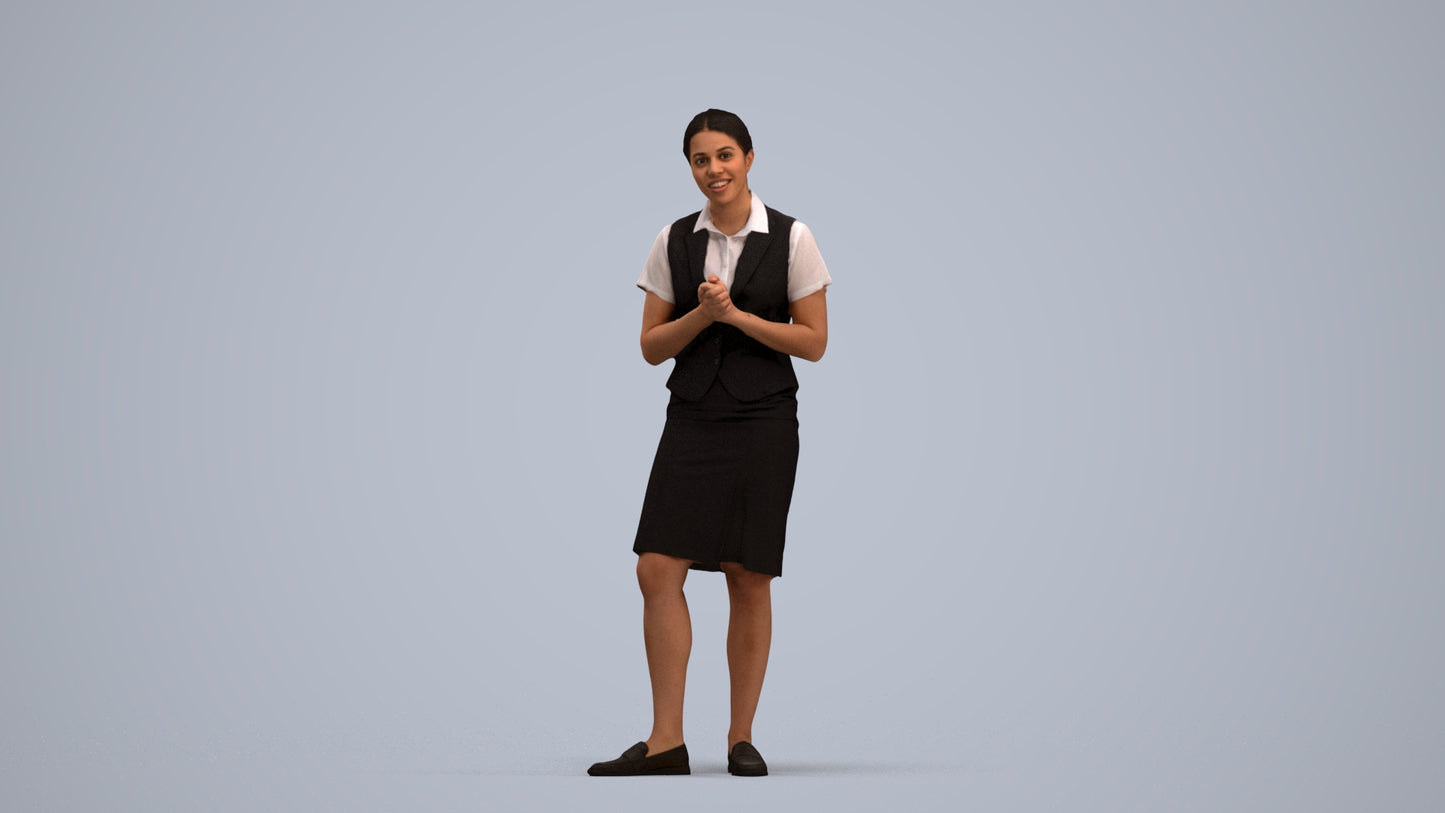 realistic 3D people woman hospitality, render-ready for V-Ray and Corona, FBX OBJ, standing pose render
