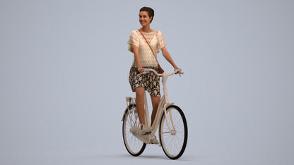 realistic 3D people woman formal cycling, render-ready for V-Ray and Corona, FBX OBJ, standing pose render