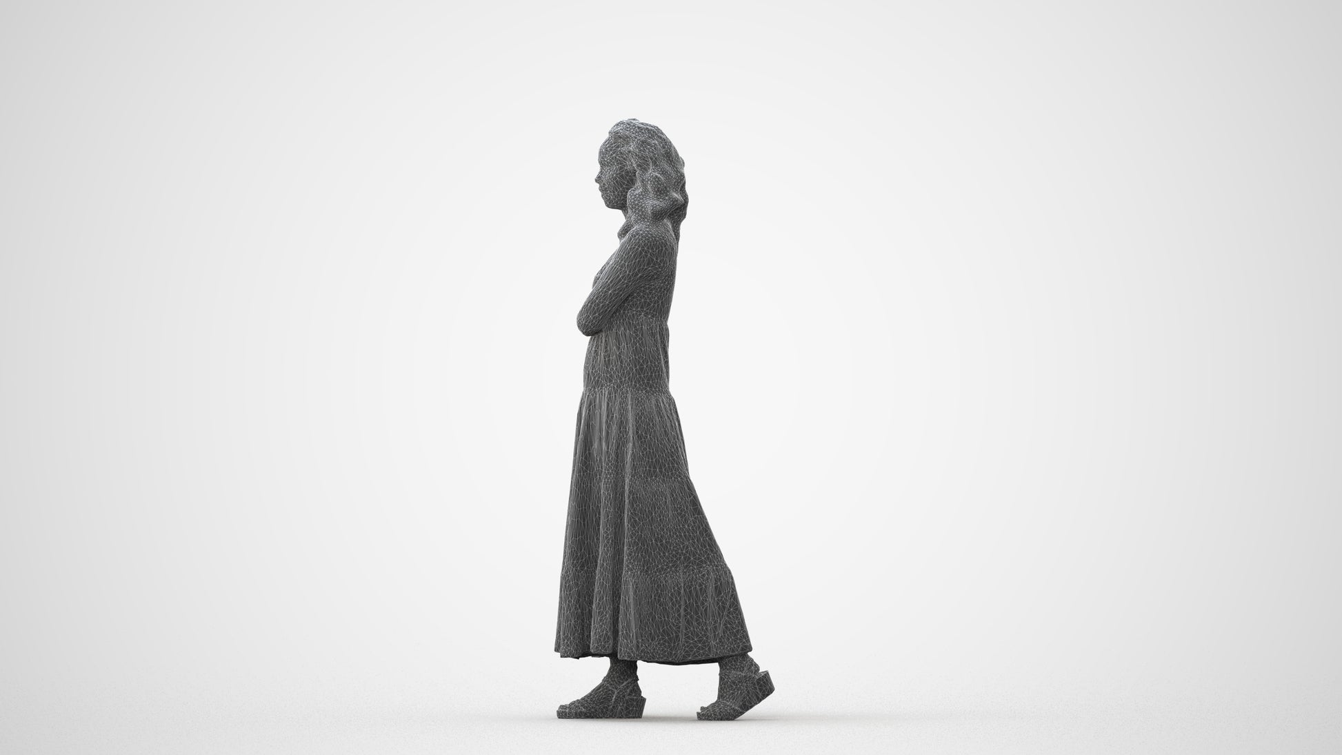 photogrammetry 3D woman casual walking, realistic human model archviz FBX, square thumbnail