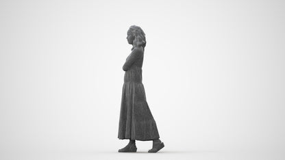 photogrammetry 3D woman casual walking, realistic human model archviz FBX, square thumbnail