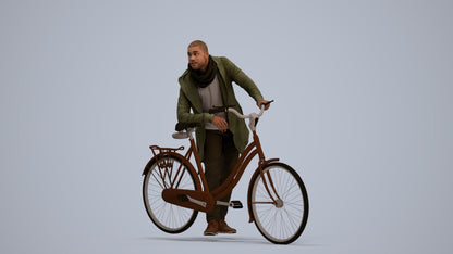 photogrammetry 3D man casual cycling, realistic human model archviz FBX, standing pose render