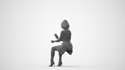 photogrammetry 3D woman casual sitting, realistic human model archviz FBX, square thumbnail