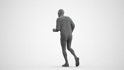realistic 3D senior man sport, scanned archviz people for Blender and 3ds Max, wireframe front view