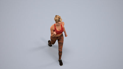 photogrammetry 3D woman sport walking, realistic human model archviz FBX, back view render