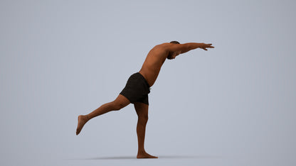 photogrammetry 3D man pool, realistic human model archviz FBX, side view render