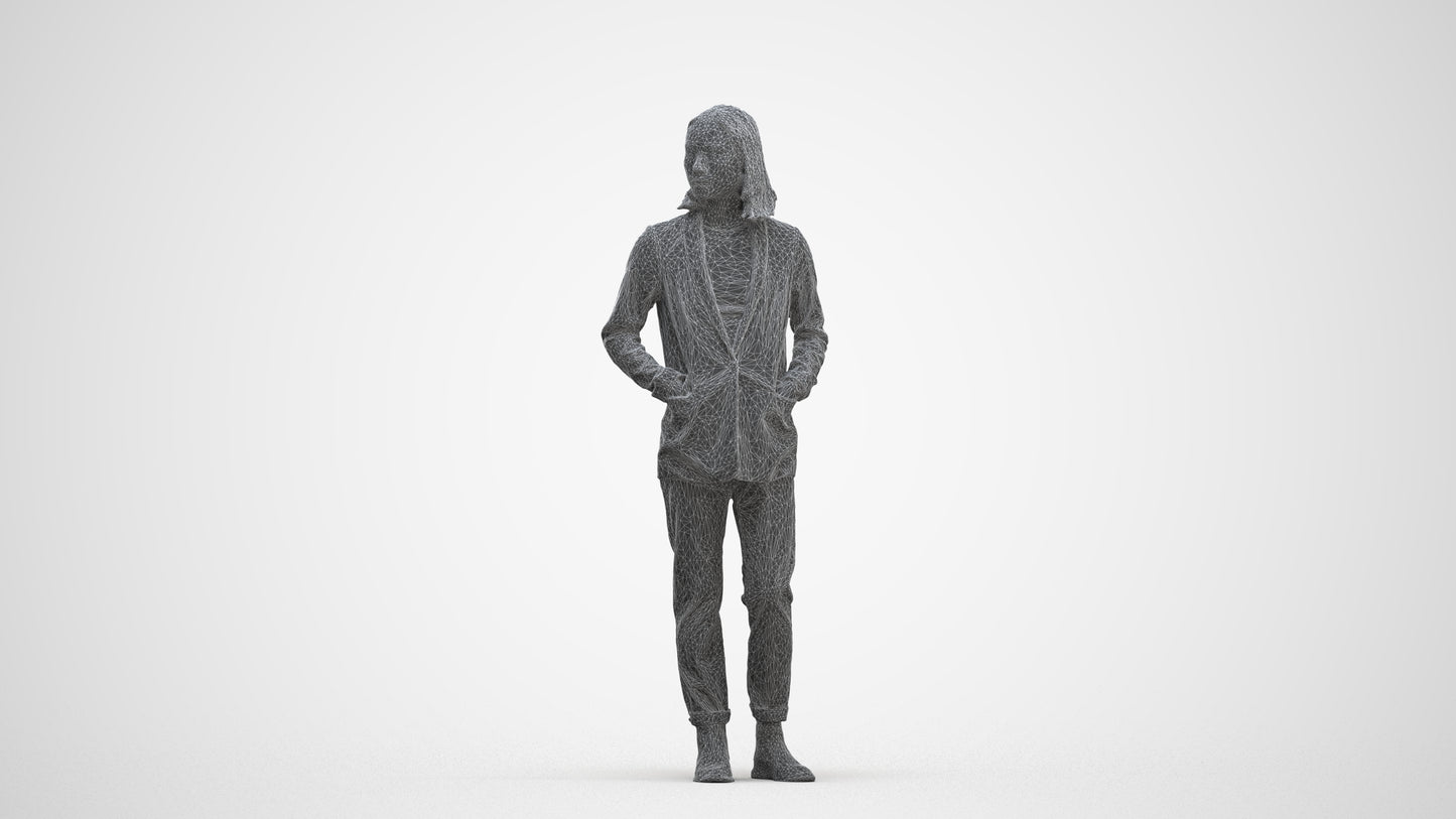 3D people model woman business, scanned human for 3ds Max rendering, three-quarter front view render