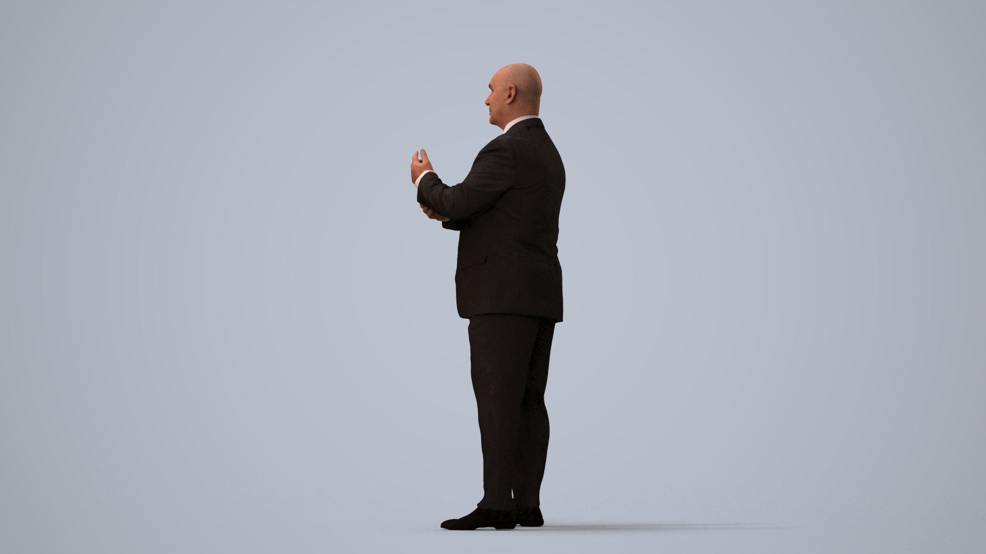 scanned 3D senior man business, photogrammetry people for Enscape and V-Ray, three-quarter view render