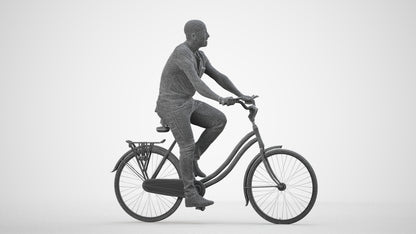 photogrammetry 3D man casual cycling, realistic human model archviz FBX, wireframe side view