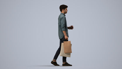 photogrammetry 3D man casual standing, realistic human model archviz FBX, side view render