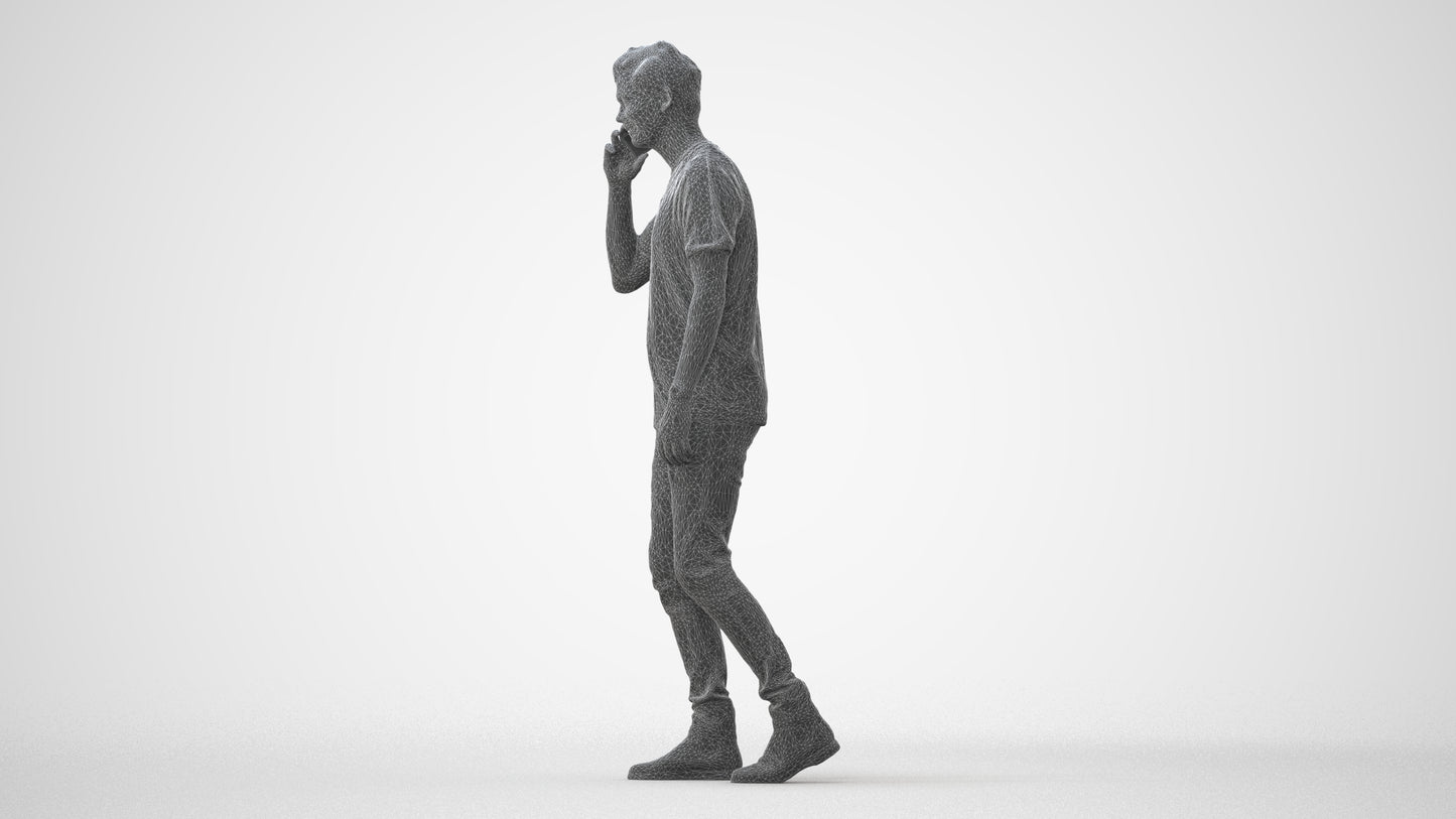 scanned 3D man casual walking, photogrammetry people for Enscape and V-Ray, square thumbnail