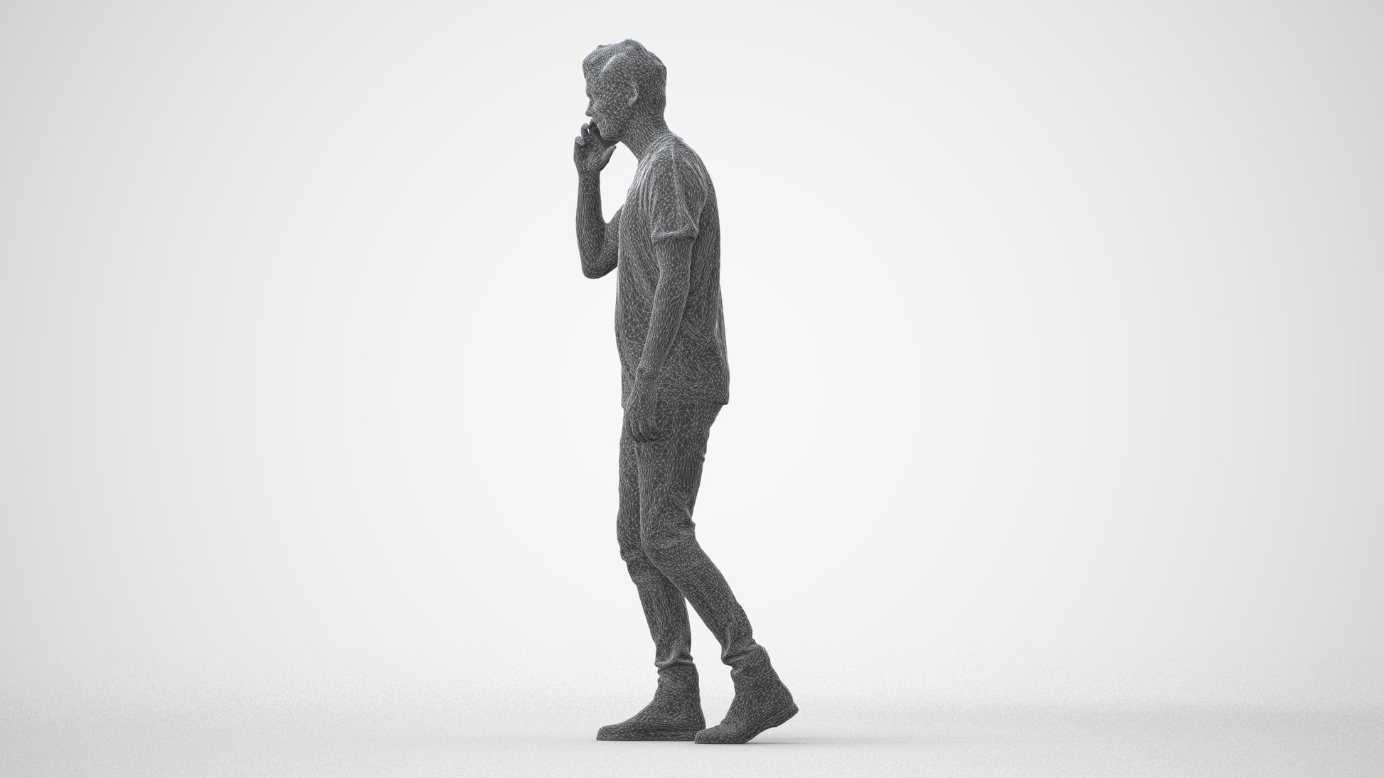 scanned 3D man casual walking, photogrammetry people for Enscape and V-Ray, square thumbnail