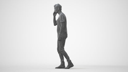 scanned 3D man casual walking, photogrammetry people for Enscape and V-Ray, square thumbnail