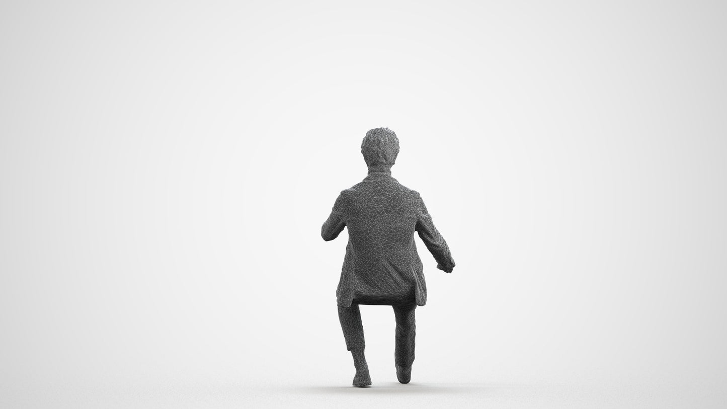 realistic 3D people man business driving, render-ready for V-Ray and Corona, FBX OBJ, wireframe front view