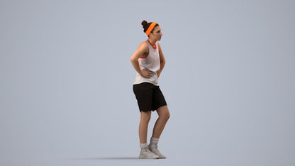 realistic 3D human woman sport, archviz people FBX OBJ for Blender, side view render