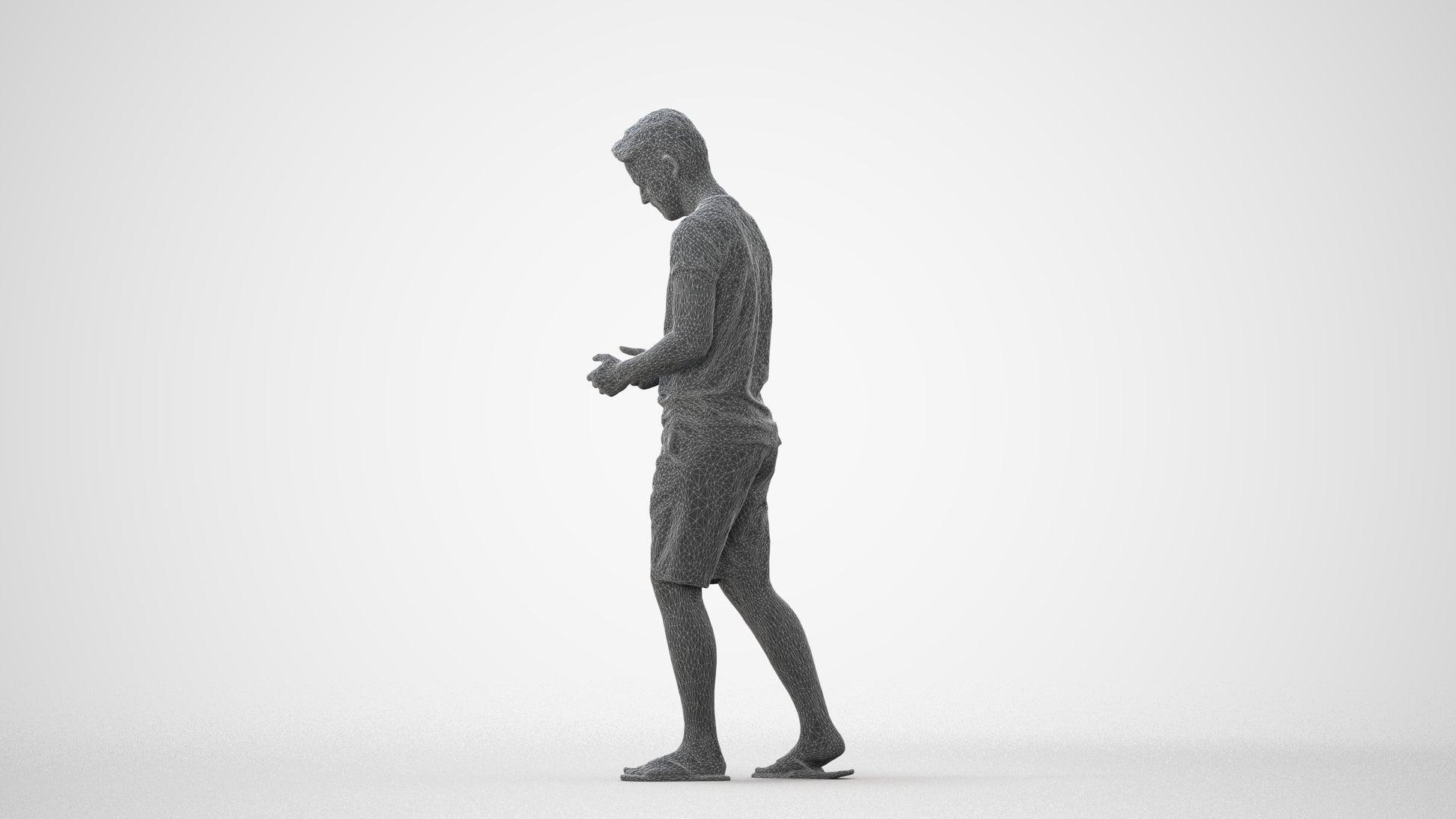 realistic 3D people man walking, render-ready for V-Ray and Corona, FBX OBJ, square thumbnail