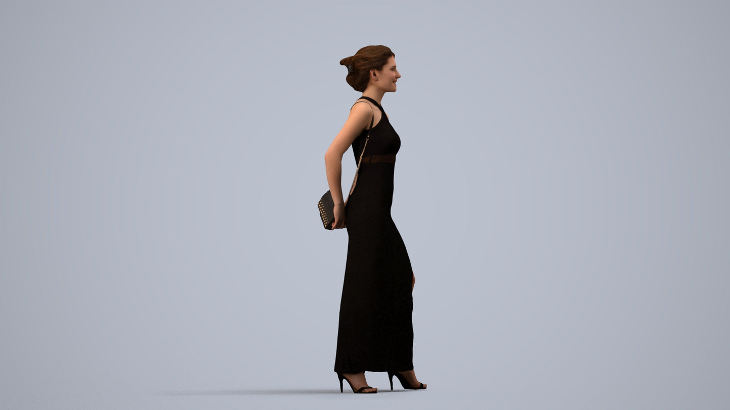 scanned 3D woman formal formalaffairs, photogrammetry people for Enscape and V-Ray, side view render