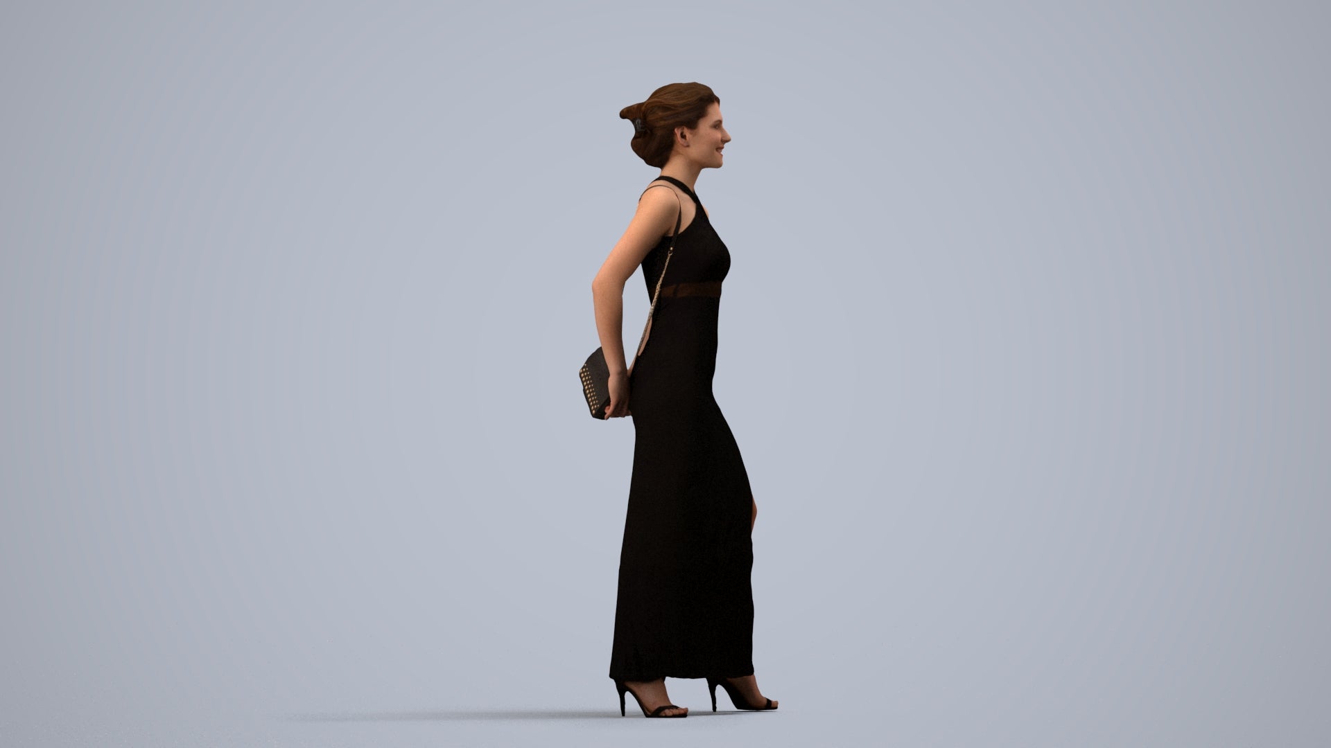 scanned 3D woman formal formalaffairs, photogrammetry people for Enscape and V-Ray, side view render