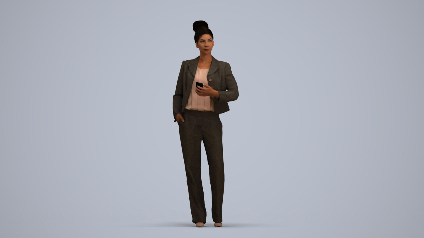 scanned 3D woman business standing, photogrammetry people for Enscape and V-Ray, standing pose render