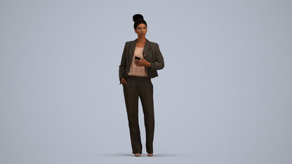 scanned 3D woman business standing, photogrammetry people for Enscape and V-Ray, standing pose render