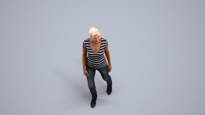 realistic 3D people senior woman casual walking, render-ready for V-Ray and Corona, FBX OBJ, back view render
