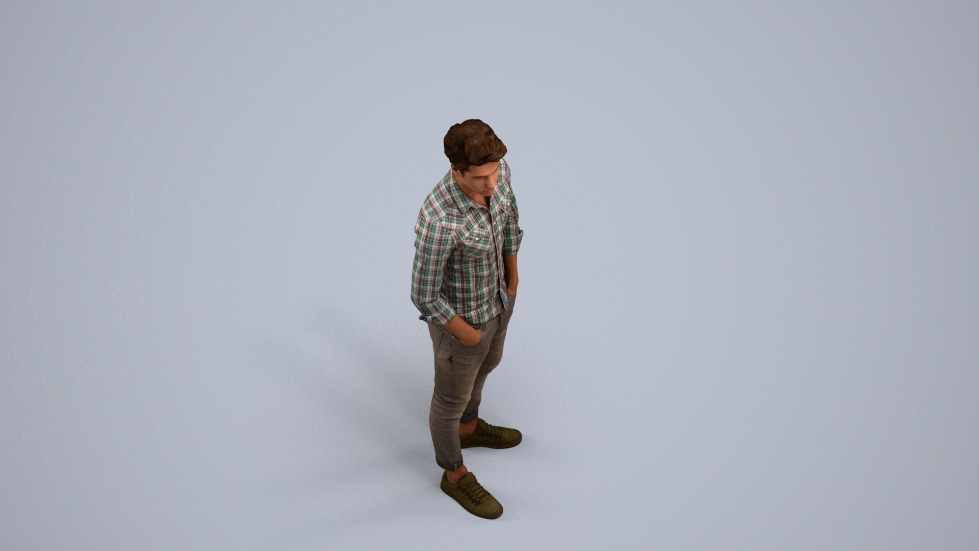 3D scanned man mix casual, photorealistic archviz people for Enscape and SketchUp, back view render