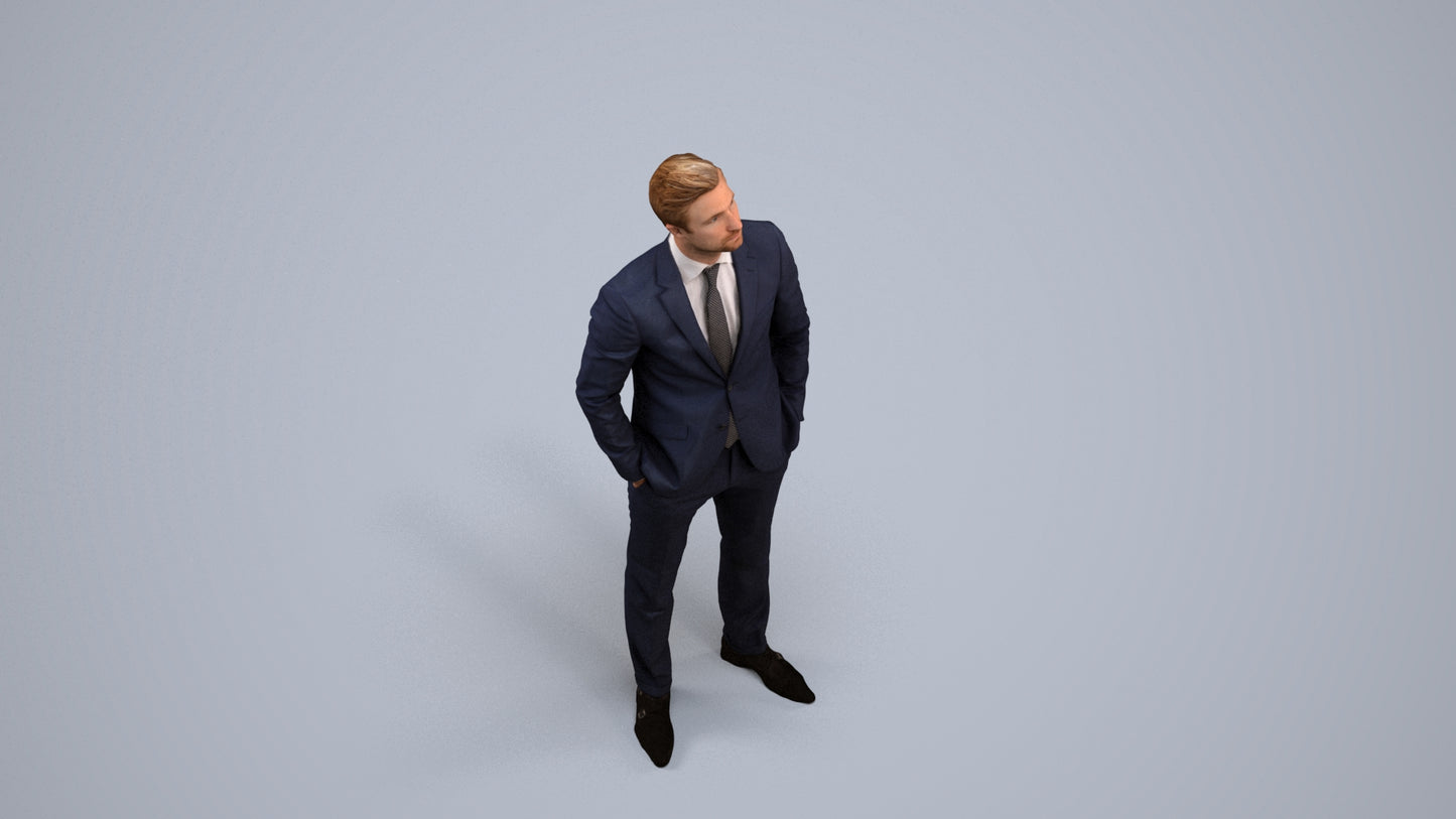 realistic 3D people man business, render-ready for V-Ray and Corona, FBX OBJ, back view render