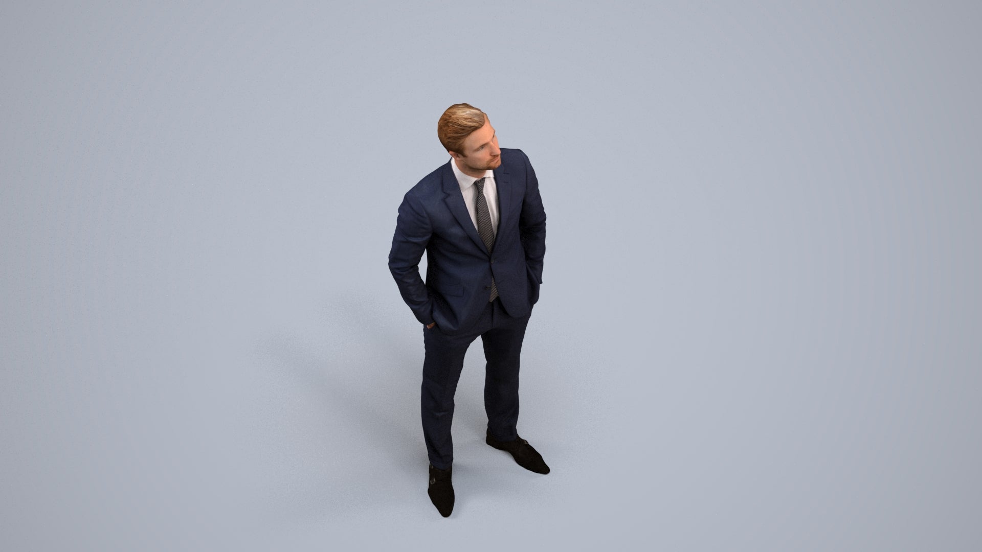 realistic 3D people man business, render-ready for V-Ray and Corona, FBX OBJ, back view render