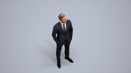 realistic 3D people man business, render-ready for V-Ray and Corona, FBX OBJ, back view render