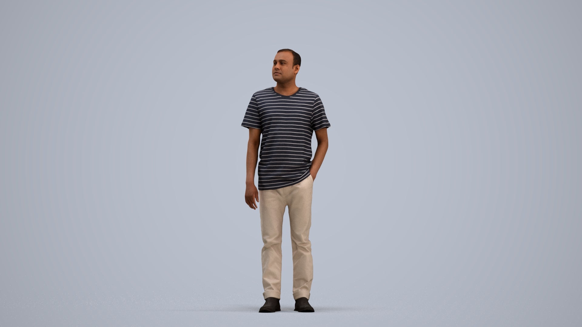 3D people model man casual standing, scanned human for 3ds Max rendering, standing pose render