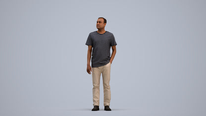 3D people model man casual standing, scanned human for 3ds Max rendering, standing pose render
