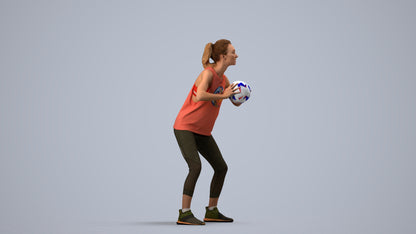 3D people model woman sport, scanned human for 3ds Max rendering, side view render