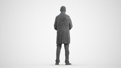 3D scanned senior man medical, photorealistic archviz people for Enscape and SketchUp, wireframe front view
