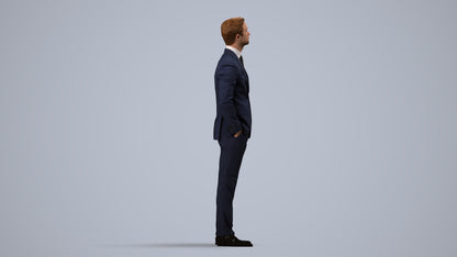 realistic 3D people man business, render-ready for V-Ray and Corona, FBX OBJ, side view render