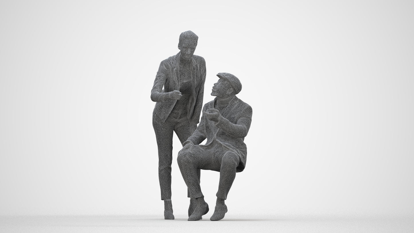 realistic 3D woman business, scanned archviz people for Blender and 3ds Max, wireframe back view