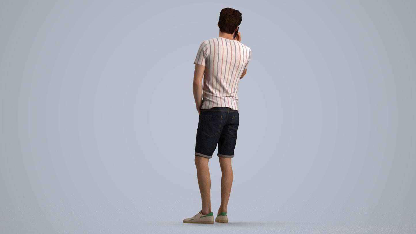 scanned 3D man casual standing, photogrammetry people for Enscape and V-Ray, front view render
