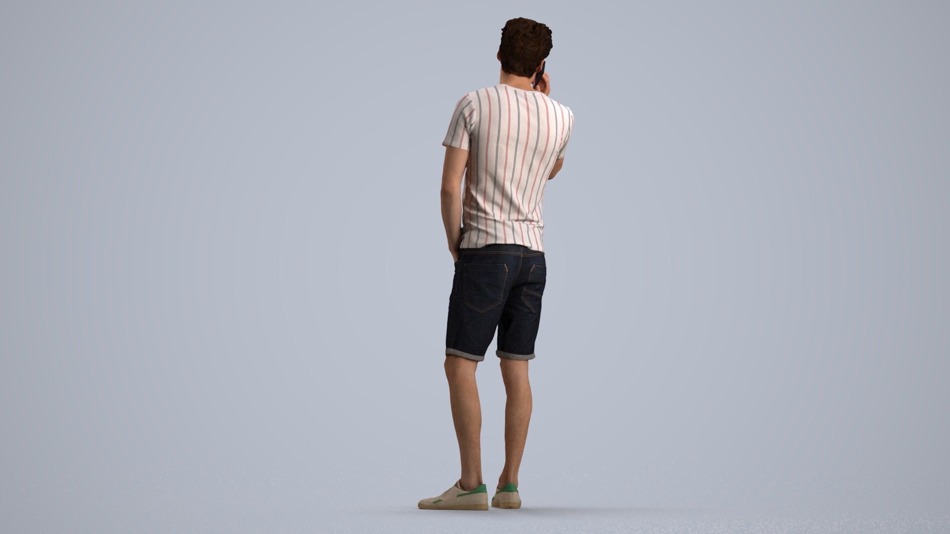 scanned 3D man casual standing, photogrammetry people for Enscape and V-Ray, front view render