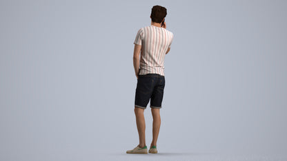 scanned 3D man casual standing, photogrammetry people for Enscape and V-Ray, front view render