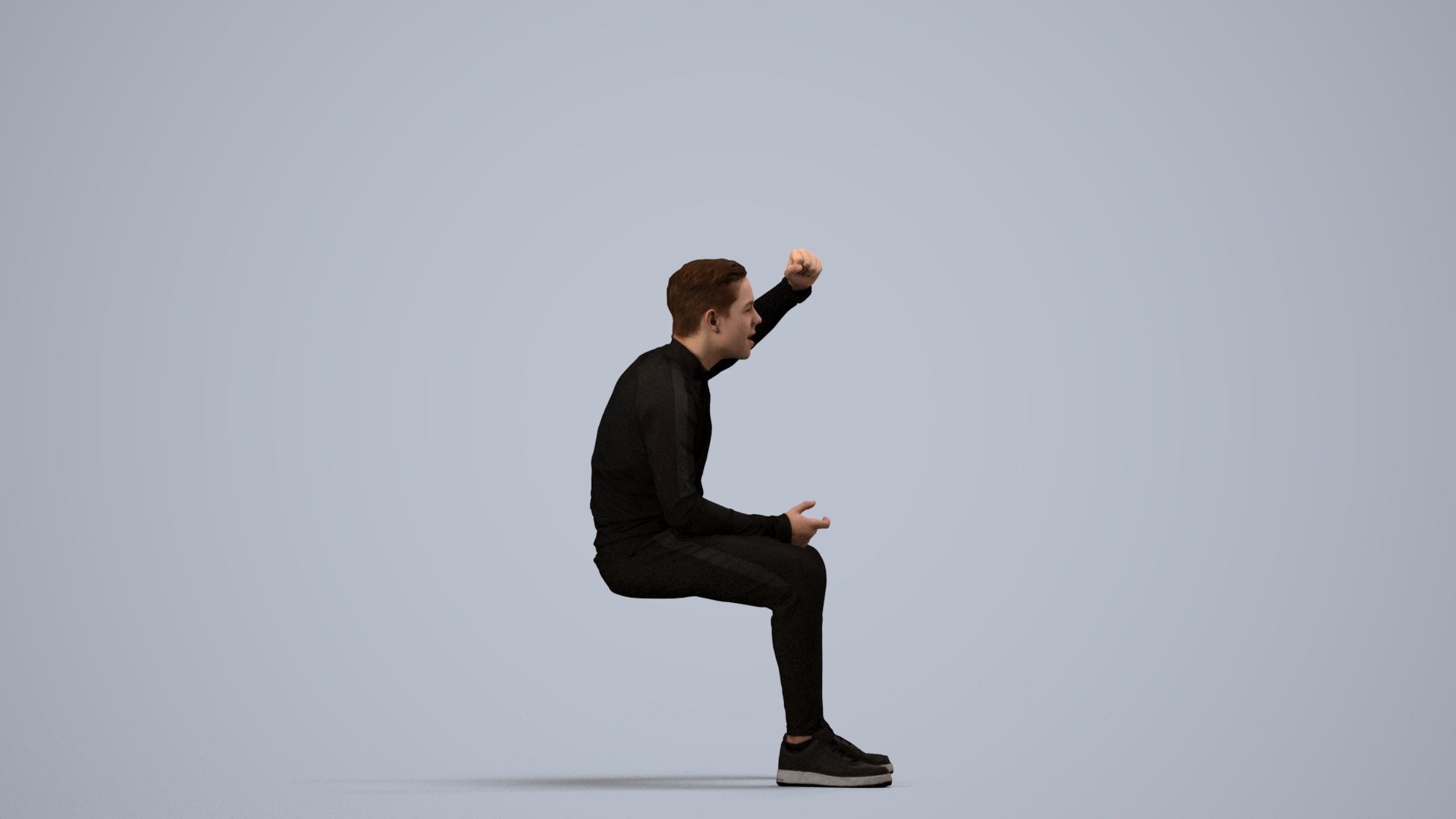 scanned 3D boy casual kids, photogrammetry people for Enscape and V-Ray, side view render