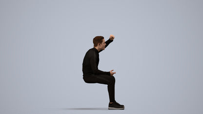 scanned 3D boy casual kids, photogrammetry people for Enscape and V-Ray, side view render