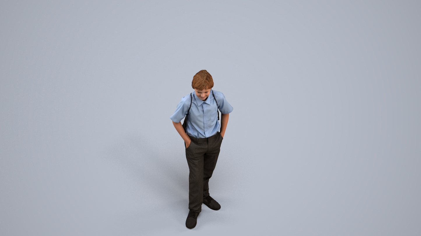 photogrammetry 3D boy kids, realistic human model archviz FBX, back view render