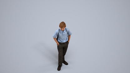 photogrammetry 3D boy kids, realistic human model archviz FBX, back view render